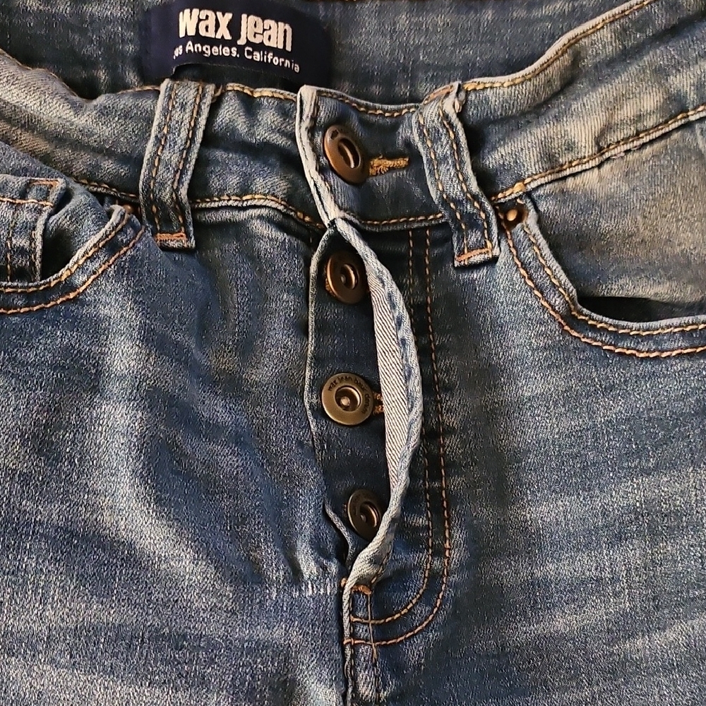 Wax Jean Skinny Distressed - Mid-Rise 4 Button Fly Jeans - Picture 3 of 10